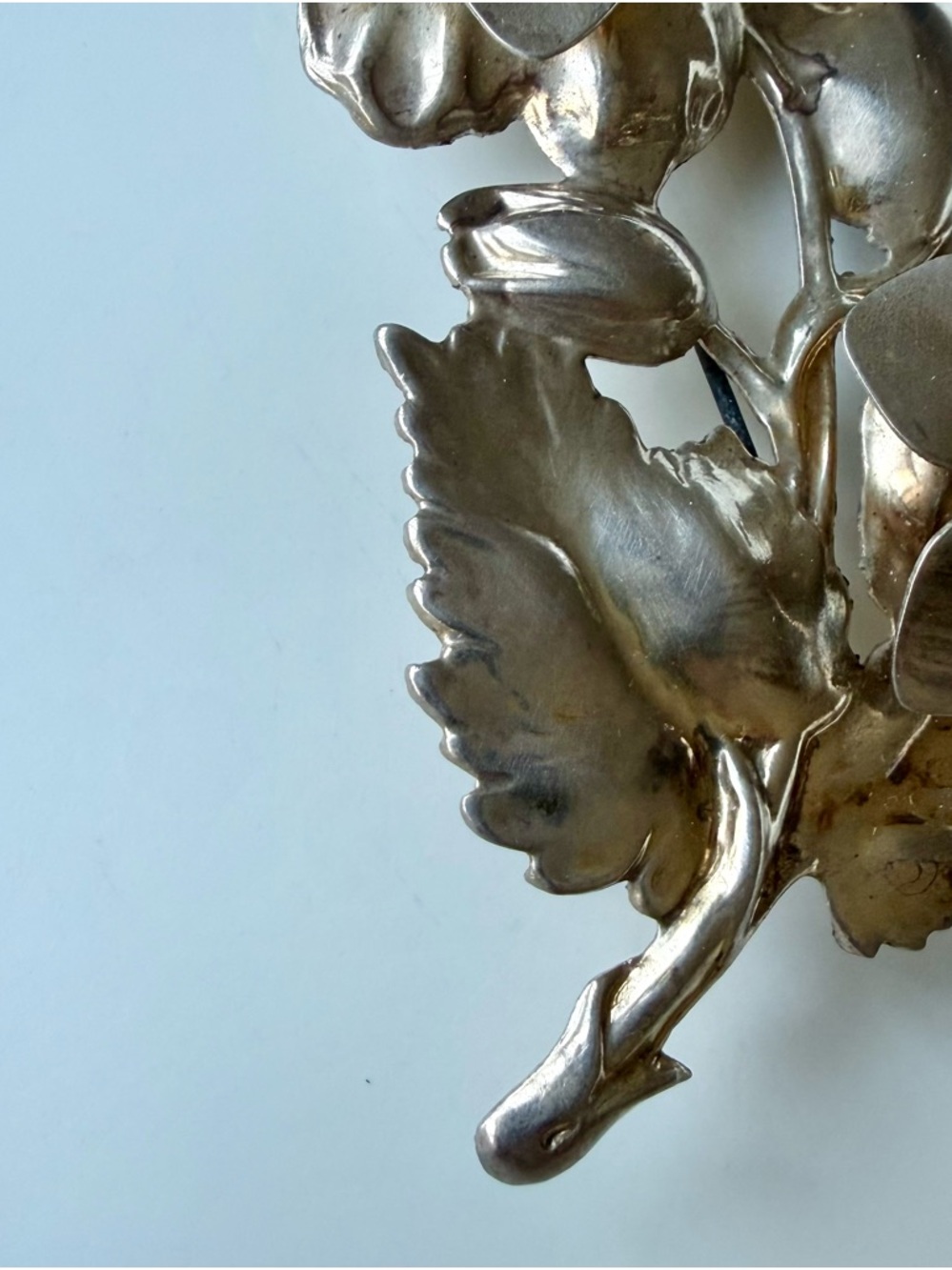Vintage Gold Over Sterling Silver Large Red Cabochon Floral Bouquet Brooch Pin - Picture 5 of 16
